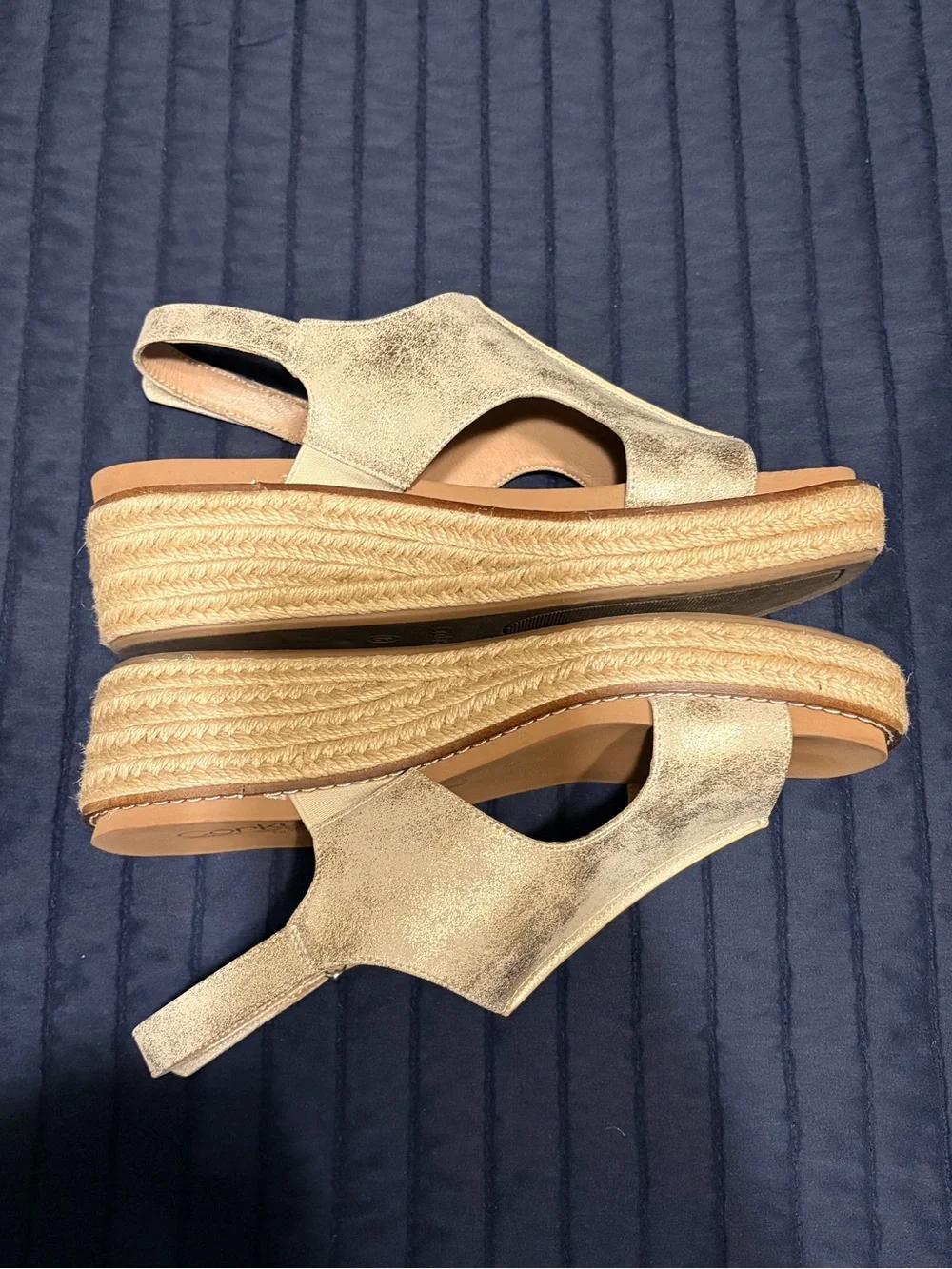 Corkys Gold Metallic “Ready or Not” woman’s size 8.